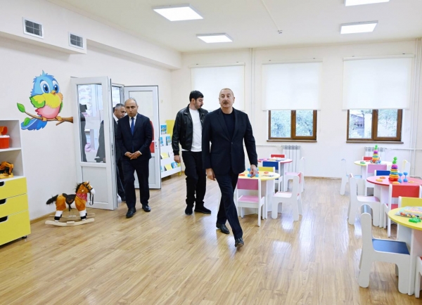 Ilham Aliyev attended the inauguration of nursery-kindergarten in the city of Khankendi