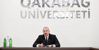 İlham Əliyev Qarabağ Universitetinin təmirdən sonra açılışında iştirak edib