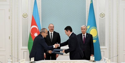 Astana hosts ceremony to exchange Shareholders Agreement signed between Azerbaijan and Kazakhstan