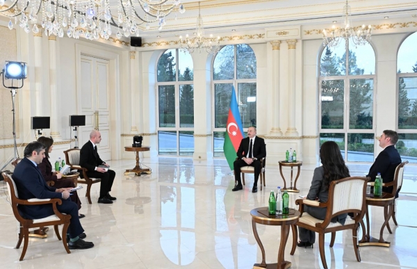 Ilham Aliyev was interviewed by local TV channels