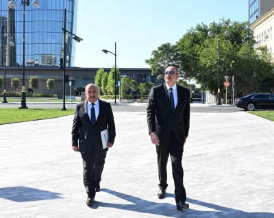 Ilham Aliyev attended opening of new highway built on the site of &quot;Javanshir&quot; bridge