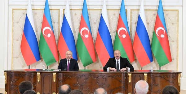 Ilham Aliyev and President Vladimir Putin made press statements