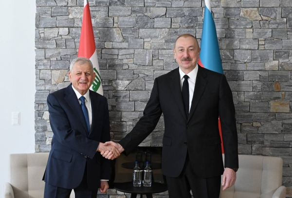 Ilham Aliyev met with President of Iraq in Davos