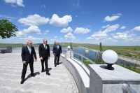 Ильхам Алиев принял участие в открытии после ремонта и восстановления комплекса водохранилищ Кенделенчай в Физулинском районе