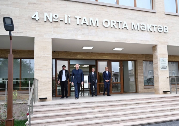 Ilham Aliyev attended the reopening of Nizami Ganjavi Secondary School No. 4 in Khankendi, following its renovation