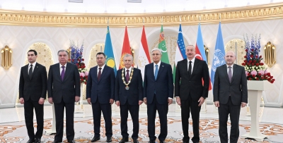 Ilham Aliyev attended award ceremony for Uzbekistan’s President Shavkat Mirziyoyev in Astana