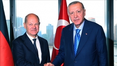 Turkish president meets German chancellor in US