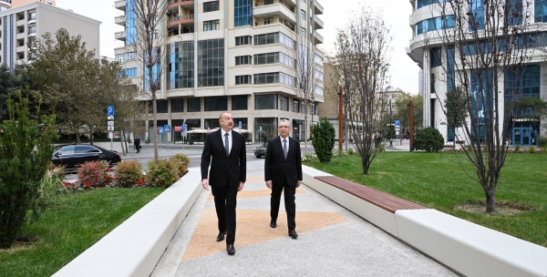 Ilham Aliyev reviewed conditions in newly established park in Nasimi district of Baku