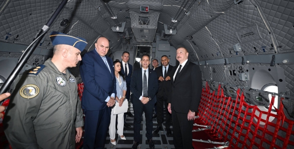 Ilham Aliyev was presented with military transport aircraft produced by Italian company