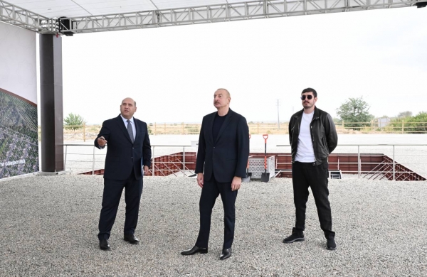 Ilham Aliyev attended foundation stone laying ceremony for Eyvazkhanbeyli village in Aghdam district