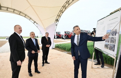 Ilham Aliyev views complex of irrigation facilities designed to supply water